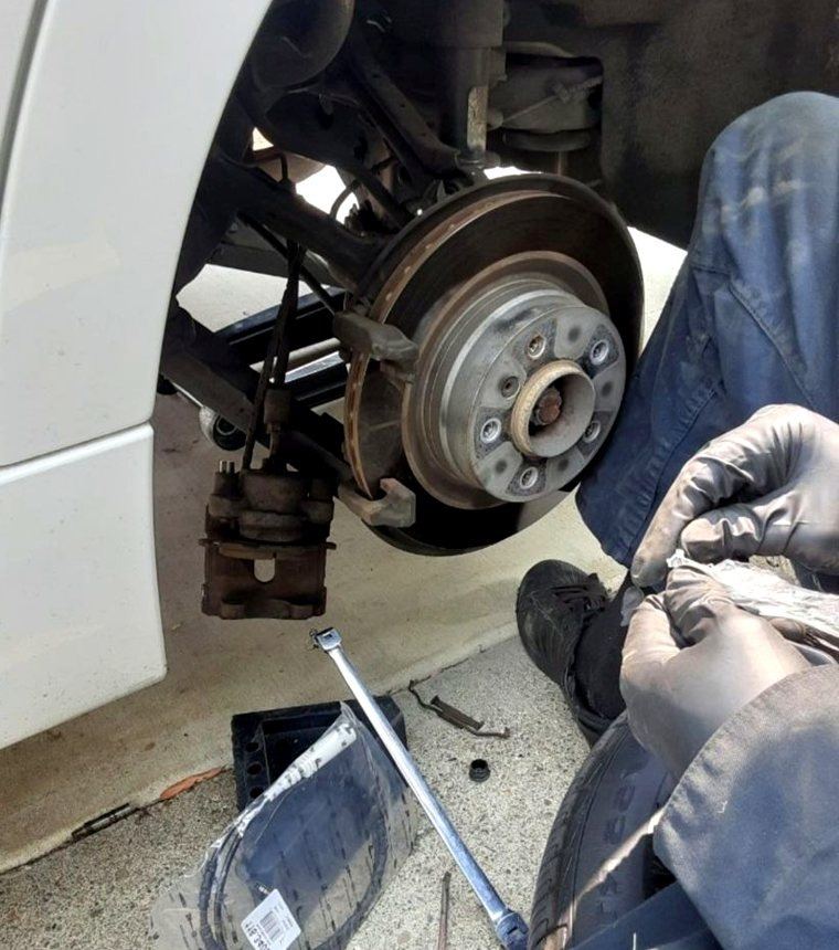 Caliper coming off at a Tulsa brake service call